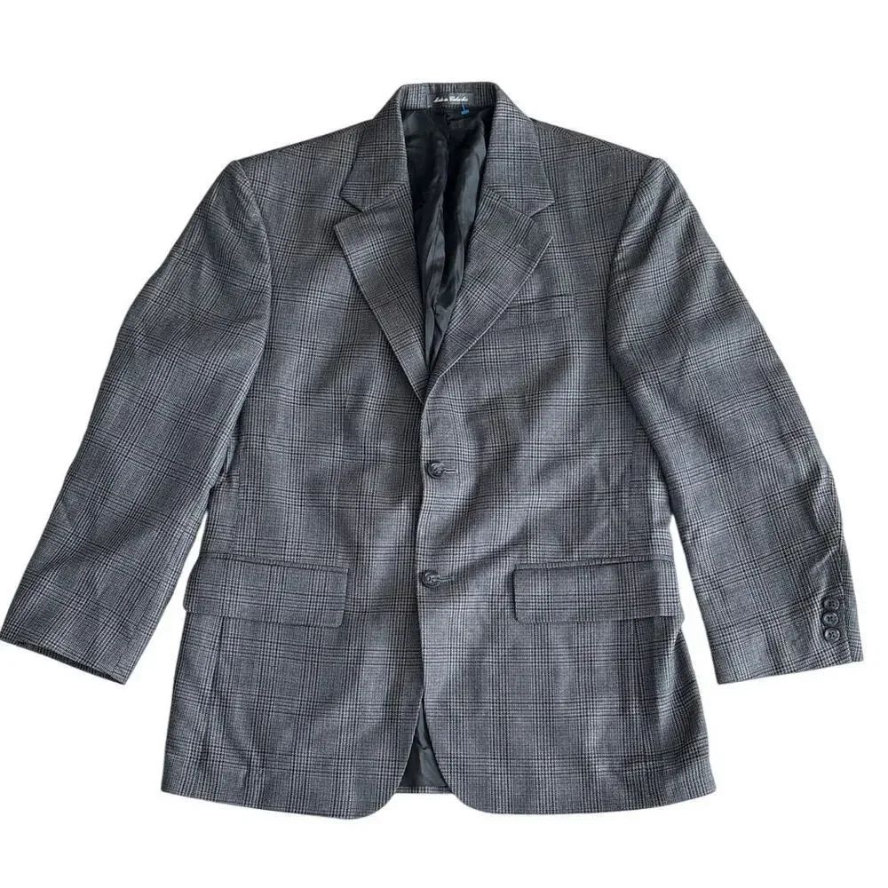 Oscar de la Renta Silk Wool Glen Plaid Blazer Made Colombia Men's 38S Vintage